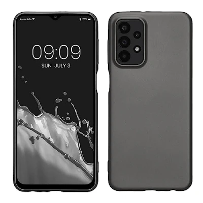 Abbildung von kwmobile Case kompatibel mit Samsung Galaxy A23 4G / 5G Hülle Schutzhülle aus Silikon metallisch schimmernd Handyhülle Metallic Grau