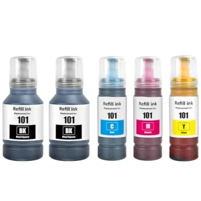 Abbildung von SHUOLEI 101 Tinte Kompatibel mit Epson C13T03V14A C13T03V24A C13T03V34A C13T03V44A Tintenpatronen Multipack für L4150 L4160 L6160 L6170 L6190 (5 Pack,2 Schwarz Pigment,Cyan/Magenta/Gelb Dye)