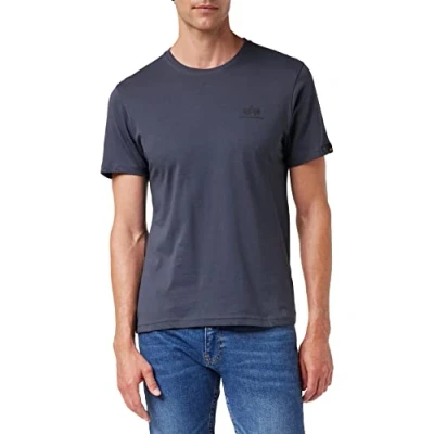 Abbildung von Alpha Industries Small LOGO Tshirt print greyblack, Herren, Größe: Large, Greyblack