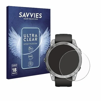 Abbildung von Savvies 18 Stück Schutzfolie für Garmin Fenix 7 (47 mm) Displayschutz Folie Ultra Transparent