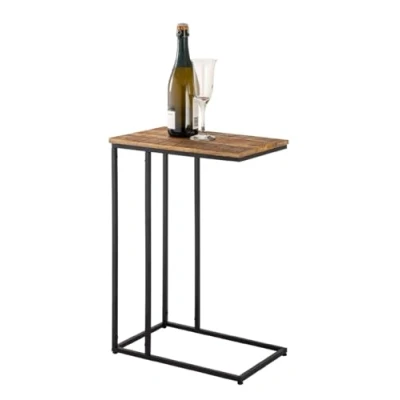 Abbildung von Amago home Beistelltisch Laptoptisch Holz 25x60x40cm nachhaltig Sofatisch C Tisch Metall Holzplatte massiv