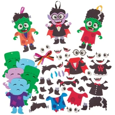 Abbildung von Baker Ross FX745 Vampir und Monsterdekorationssätze Packung mit 8, Halloween Dekorationen Bastelarbeiten für Kinder