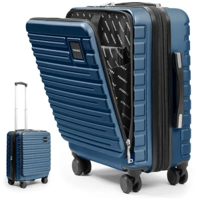 Abbildung von Travely Premium Handgepäck 55x40x23cm erweiterbar, passend für Lufthansa, Eurowings und co. I 41L 50L mit sanften Rollen praktischem TSA Schloss, Reise