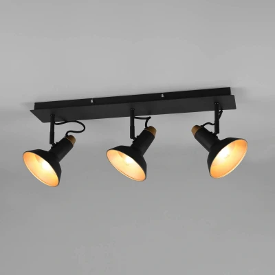 Abbildung von Trio Leuchten Deckenleuchte Roxie 811900332, Metall Schwarz matt/goldfarbig, exkl. 3x E14