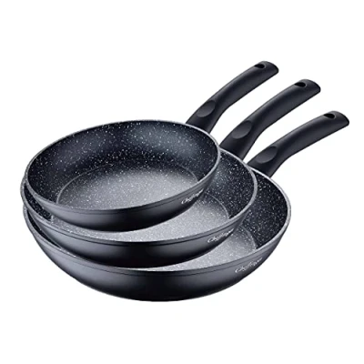 Abbildung von Cheffinger Pfannen Set 3er Pfannenset Induktion Antikratz Bratpfannen Pfanne Induktions, (3 tlg)