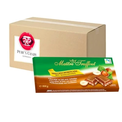 Abbildung von 5 x Maître Truffout Milchschokolade mit Haselnuss Tafel 100g Geschenk von Pere&#039;s Candy