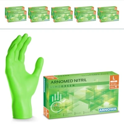 Abbildung von 1000 Stück ARNOMED Einweghandschuhe Grün, Einmalhandschuhe L, Nitril Handschuhe Einweg, Nitrilhandschuhe puderfrei, Gummihandschuhe Schutzhandschuhe, in XS, S, M, XL