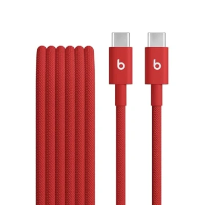 Abbildung von Beats USB C auf Gewebtes Kabel, schnelles Laden, langlebiges und verwicklungsfreies Design, Kompatibles Ladegerät für Apple Android basierte USBC Produkte (1,5 m) Blitz Rot