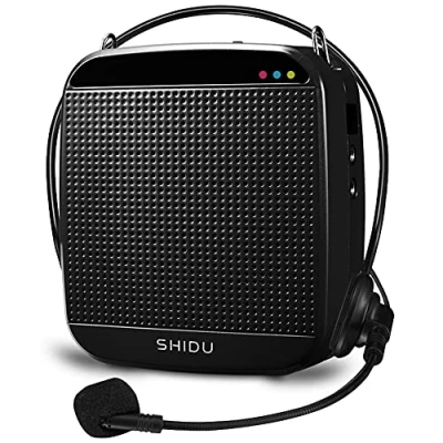 Abbildung von Sprachverstärker Tragbarer SHIDU Stimmverstärker Lautsprecher mit Mikrofon Tragbar Headset 15W 2000mAh wiederaufladbarem Persönlicher Mini PA Verstärker für Lehrer, Reiseleiter, Yoga