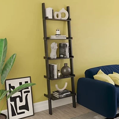 Abbildung von Vida Designs York Bücherregal mit 5 Ebenen und Anlehnung, für Wohnzimmer, Büro, Schwarz