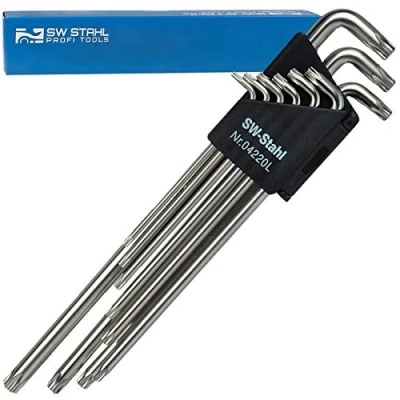 Abbildung von SW Stahl 04220SB Winkelschraubendrehersatz T10, T15, T20, T25, T27, T30, T40, T45, T50 Chrom Vanadium 9
