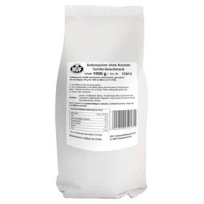 Abbildung von RUF Vanillesoße ohne Kochen, Dessertsoße Vanille nur mit kalter Milch anrühren, für Apfelstrudel, Crumble und Mousse au chocolat, Großpackung, 1x1000g
