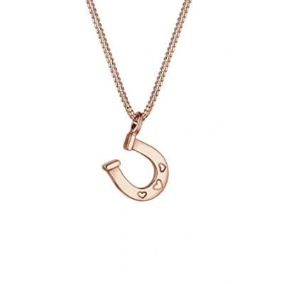 Abbildung von Elli Halskette Kinder Hufeisen Anhänger Herz Glück Liebe zart in 925 Sterling Silber rosé vergoldet