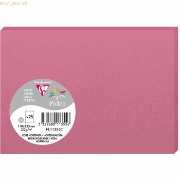 Abbildung von Clairefontaine 11355C Packung mit Karten Pollen, Format C6 11x15,5cm, 210g, ideal für Korrespondenz und Einladungen, Rosa, 1 Pack