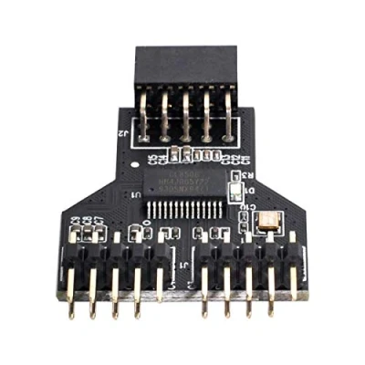 Abbildung von cablecc Motherboard 9 poliger USB 2.0 Header 1 bis 2 HUB Anschlussadapter Anschluss Multilier mit weiblicher Erweiterung