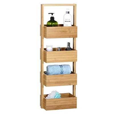 Abbildung von Casaria Regal, Badregal Standregal Bambus 4 Ablagen 88x16x28 cm Holz