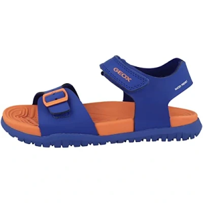Abbildung von Geox Fommiex BOY Riemensandalette für Kinder, Größe: 34, Royal/orange Schuhe