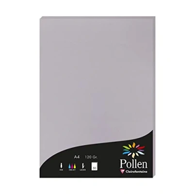 Abbildung von Clairefontaine 4232C Packung mit 50 Karten Pollen 120g, DIN A4, 21 x 29,7cm, Koalagrau