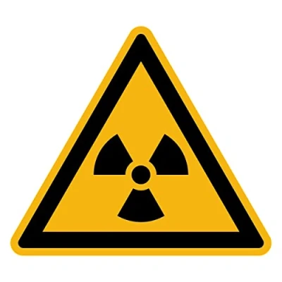 Abbildung von Aufkleber Gefahr Warnung NF ISO 7010 Selbstklebende Plastifizierte Dreiecksplatte Wasser und UV beständig Radioaktive Materialien 10x10 cm
