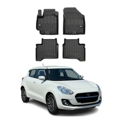 Abbildung von Fußmatten Gummimatten kompatibel mit Suzuki Swift VI 2017 2023 OMAC Premium 3D Schwarz TPE Gummi