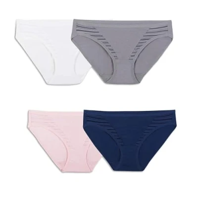 Abbildung von Fruit of the Loom Damen Atmungsaktive Unterwäsche, Feuchtigkeitstransport hält Sie kühl und bequem, erhältlich in Übergröße Bikiniunterwäsche, Coolblend Bikini, 4er Pack, Farben können variieren, 9