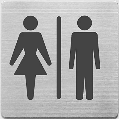 Abbildung von 5 x Alco Piktogramm gebürsteter Edelstahl WC Damen und Herren 90x90mm