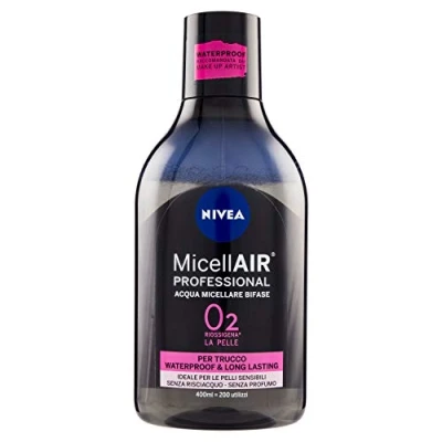 Abbildung von NIVEA MicellAIR Professional Mizellenwasser zweiphasig, 400 ml, Make up Entferner wasserfest, mit Extrakten aus schwarzem Tee