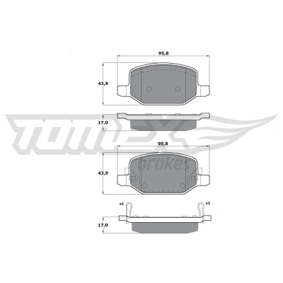 Abbildung von Bremsbelagsatz, Scheibenbremse TOMEX Brakes TX 17 18