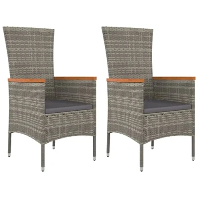Abbildung von vidaXL Gartenstuhl Gartenstühle 2 Stk. mit Auflagen Poly Rattan Grau (2 St)