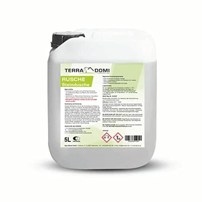 Abbildung von Terra Domi Rusche Steindusche, 5 Liter Konzentrat, Steinreiniger für bis zu 2000 m², Reinigungsmittel saubere Wege &amp; Plätze, biologisch abbaubar, ohne Glyphosat
