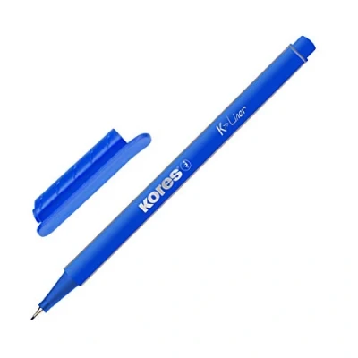 Abbildung von Kores Fineliner 0,4 mm mit metallgefasste Spitze, Blau, 12 Stück