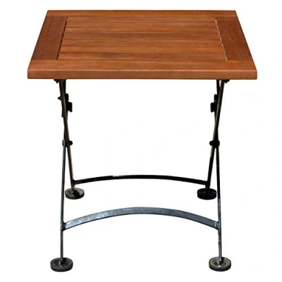 Abbildung von Spetebo Gartentisch Holz Klapptisch mit Metall Gestell 45 cm (Packung, 1 St., Tisch Klappbar), Beistelltisch Dekotisch