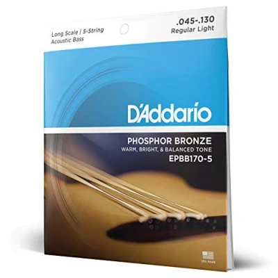Abbildung von D&#039;Addario EPBB170 5 Phosphor Bronze Akustik Bass Saitensatz 0,11 cm 0,33 (.045 .130 Zoll)