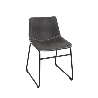 Abbildung von Invicta Interior riess Ambiente Design Stuhl Django Microfaser Bezug Vintage grau mit Eisengestell Esszimmerstuhl Küchenstuhl Tresenstuhl Barhocker Barstuhl Schalenstuhl