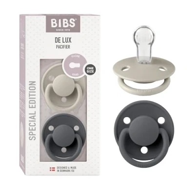 Abbildung von BIBS De Lux Schnuller 2er Pack Silikon One Size Rund, Sand/Iron