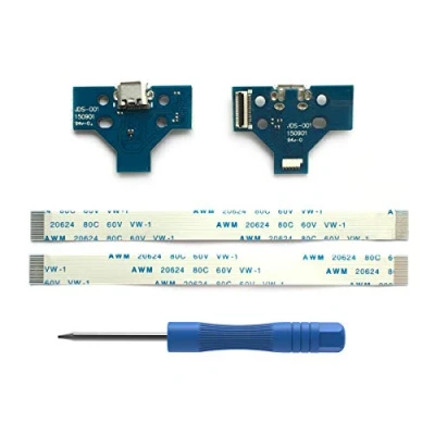 Abbildung von ElecGear 2 Stück JDS 001 USB Ladebuchse mit Flexkabel für PS4 Controller, Replacement Anschluss Platine Adapter, Reparatur Part Ladegerät Module Port, Battery Charging Board