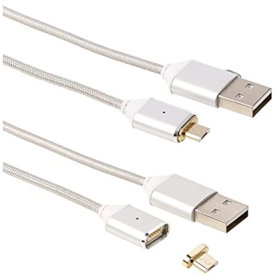 Abbildung von Callstel USB Ladekabel mit Magnet: Lade &amp; Datenkabel magnetischem Micro Stecker, 1m, 2er Set (USB Kabel Magnet, Tablet, Magnetisches)