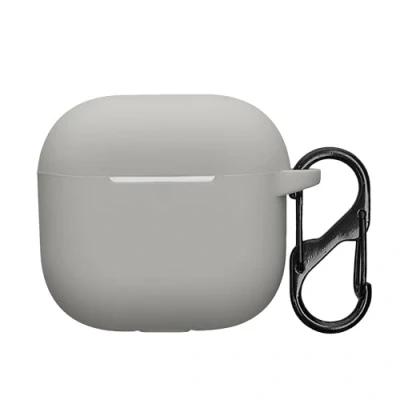 Abbildung von kwmobile Hülle kompatibel mit Apple Airpods 4 Kopfhörer Silikon Schutzhülle Etui Case Cover Schoner in Grau