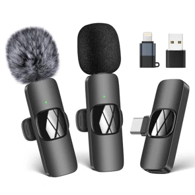 Abbildung von HMKCH Kabelloses Lavalier Mikrofon für Handy/iPhone/Computer, Wireless USB C Ansteckmikrofon Videoaufnahmen, Vlog, TikTok, YouTube, Rauschunterdrückung, Plug Play Clip on Microphone