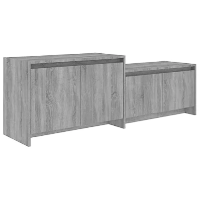 Abbildung von vidaXL TV Schrank mit 4 Türen Lowboard Möbel Sideboard Fernsehtisch Fernsehschrank HiFi Sonoma Eiche Grau 146,5x35x50cm Holzwerkstoff
