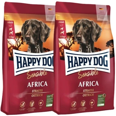 Abbildung von Happy Dog Sensible Africa M 2X 4 kg Trockenfutter, Geschmacksrichtung Strauss