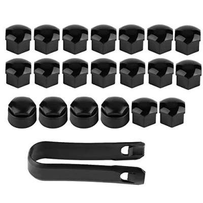 Abbildung von Schrauben Sie auf Radmutter Abdeckkappen, 20pcs Auto Nabe Schraubenabdeckung 17mm Radschrauben Abdeckung Mutter Rad Hub Schraube Schutz Diebstahlschutzkappe(Schwarz)