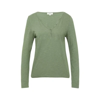 Abbildung von s.Oliver MIT Henleyausschnitt UND Flammgarnstruktur Langarmshirt, Damen, Größe: 48, Salbeigrün