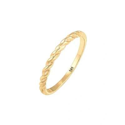 Abbildung von Elli Twisted Basic Ring goldcoloured, Damen, Größe: 52, Gold coloured