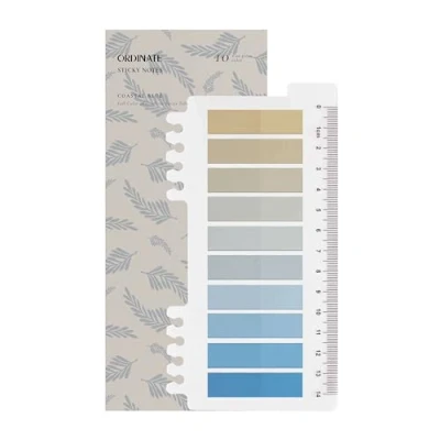 Abbildung von Ordinate 200 Stück Sticky Notes, Transparent Haftnotizen zum Markieren, Haftstreifen, Seitenmarkieren, Ästhetischer Haftnotizzettel, Full Color of Gradient (H Coastal Blue)