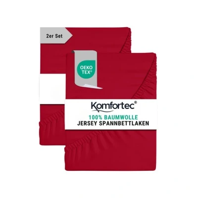 Abbildung von Komfortec Spannbettlaken Jersey Spannbettuch, 90x200, 140x200, 160x200, 180x200 oder 200x200 cm, 100% Baumwolle (135 g/m), Gummizug: Rundum, (2 Stück), OEKO TEX® Standard 100 Zertifisiert, für Matratzen bis 25 cm Höhe