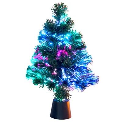 Abbildung von Lunartec Fiberglas Weihnachtsbaum: Deko Tannenbaum, dreifarbige LED Beleuchtung, Batteriebetrieb, 45 cm (Glasfaser Weihnachtsbaum, Weihnachtsbaum LED, Weihnachtsbaumbeleuchtung kabellos)