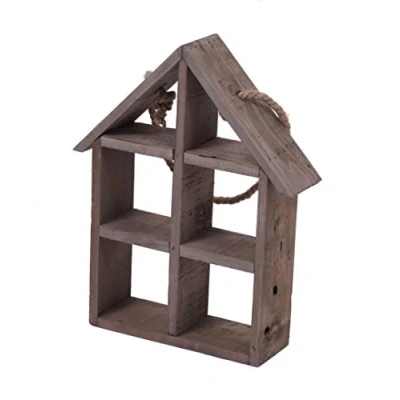Abbildung von Spetebo Design Regal 46x37 cm in Hausform Vintage Altes Holz Deko Element Wand Dekoration Wandregal Setzkasten Retro