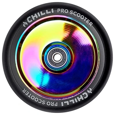 Abbildung von Chilli Pro Scooter Fat Wheels, Ersatzrollen, 120mm Durchmesser, 27 mm breit (Fat), nur in Kombination mit Fork fahrbar (neochrome)