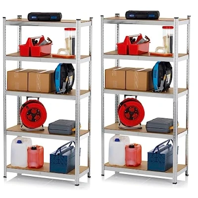 Abbildung von EASYmaxx Schwerlastregal 2er Set 180x90x40 cm, 2 tlg., Kellerregal, Lagerregal mit 10 verstellbaren Ablagen